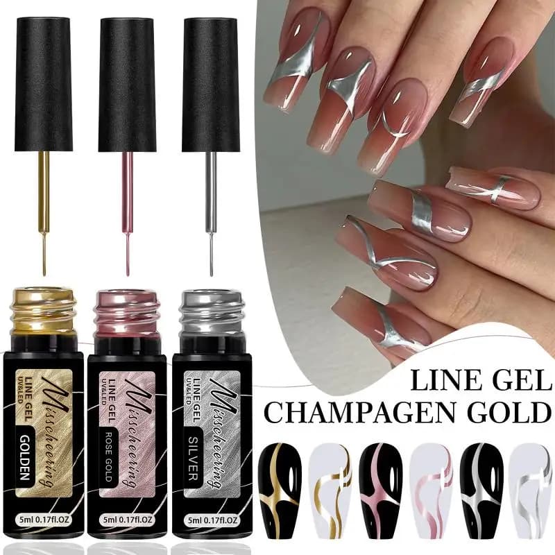 Gel per Unghie Metallizzato Oro e Argento, Effetto Specchio Cromato Super Luminoso, Gel UV LED Semi-Permanente per Nail Art