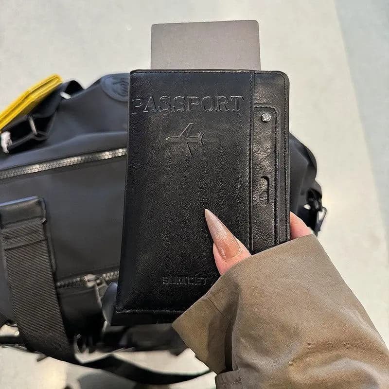 Portadocumenti Multifunzionale con Blocco RFID, Organizzatore per Carte di Credito e Documenti, Portafoglio da Viaggio Portatile, Custodia per Passaporto