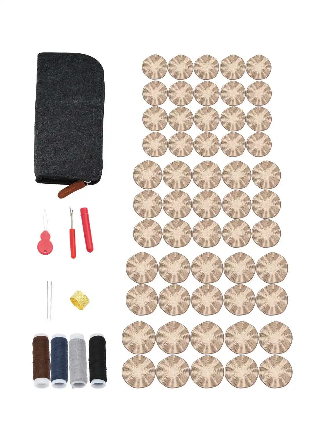 Kit di bottoni in metallo a forma di foglia di loto in bronzo moda 55 pezzi, cucito con design floreale per abbigliamento fai da te, camicetta, artigianale 18-23 mm