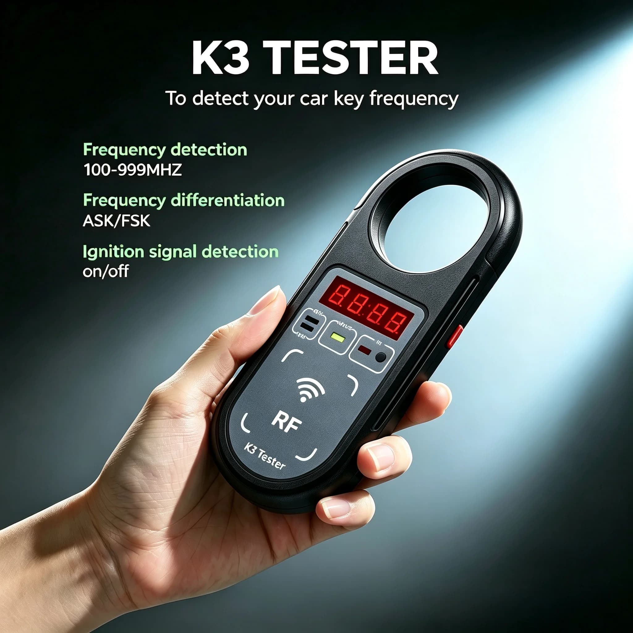 K3 Remote Key Frequency Tester Portable 100-999MHz Signal ASK FSK Ignition Coil Door Handle Signal Detect with Display
