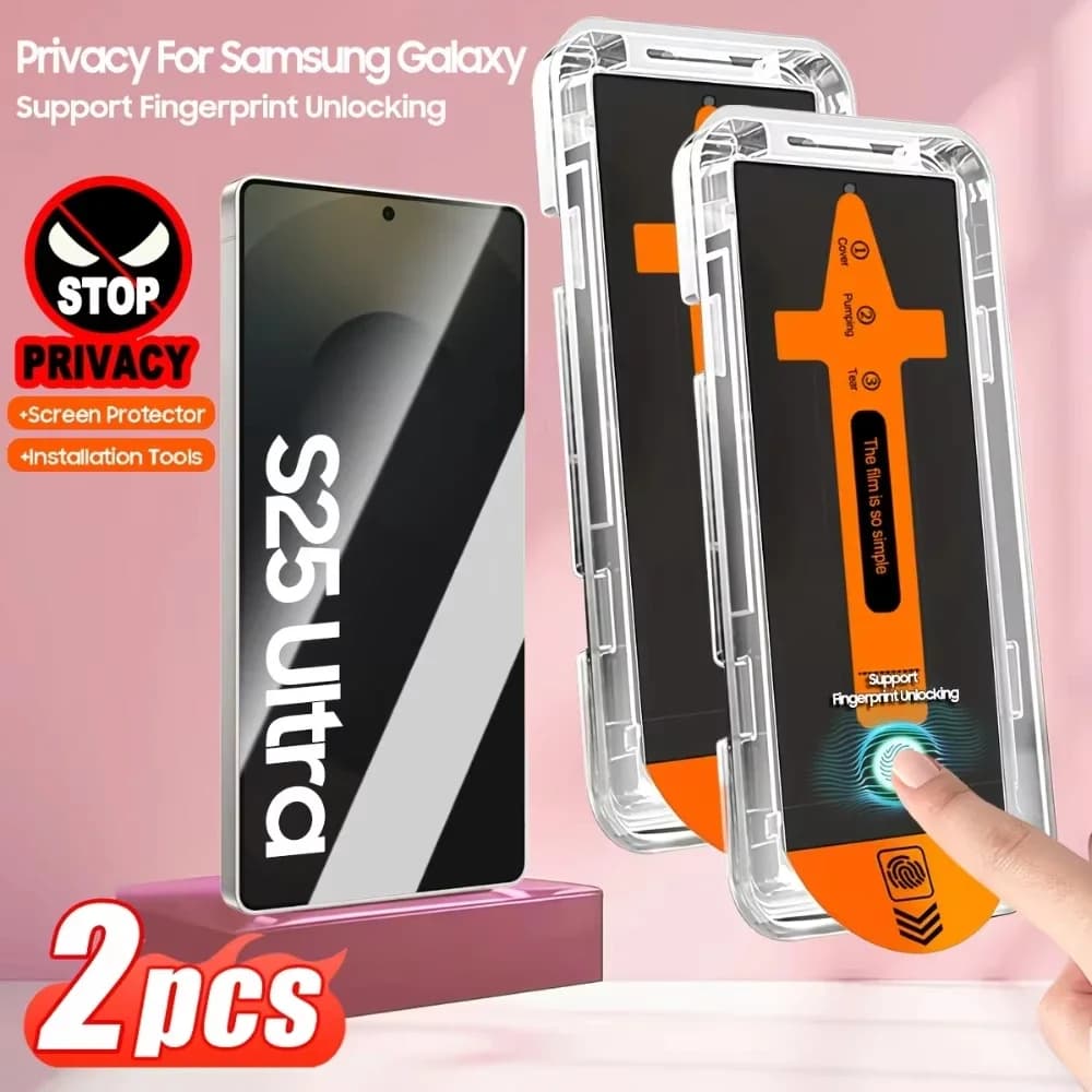 2-1Pc Dust Free Installation Privacy Or HD Screen Protector for Samsung Galaxy S26 S25 S24 S21 S22 S23 Ultra Plus Anti-spy Glass