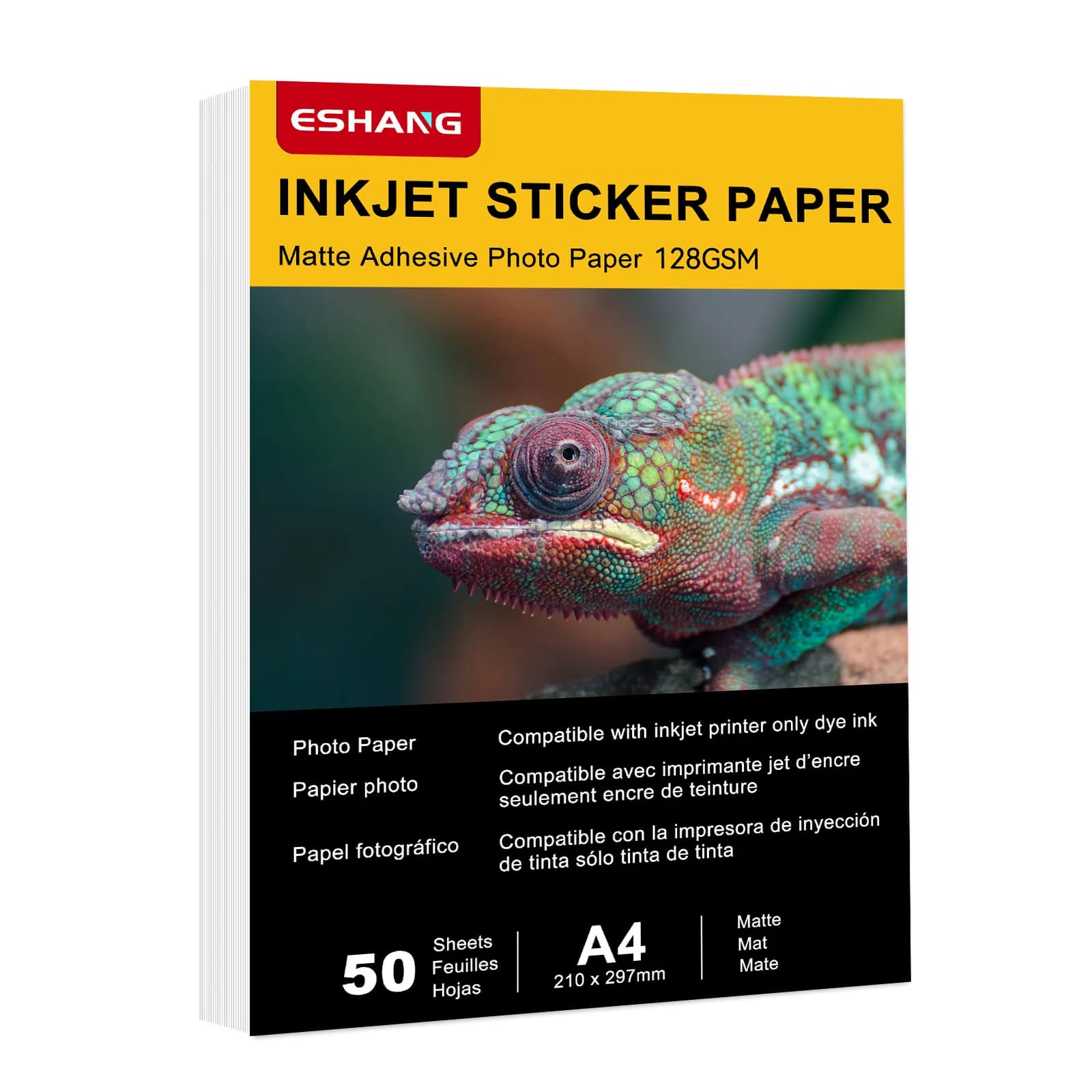 A4 128 GSM 50 Sheets Adhesive Printable Matte Sticker Photo Paper 8.3x11.7 Full Sheet Inkjet Self Adhesive Photo Paper