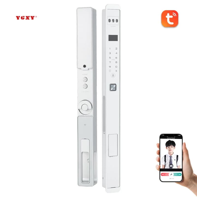 Videocitofono Impermeabile Intelligente in Alluminio con Serratura Digitale per Porte Strette, Riconoscimento Impronte Digitali e Password, per Porte Scorrevoli