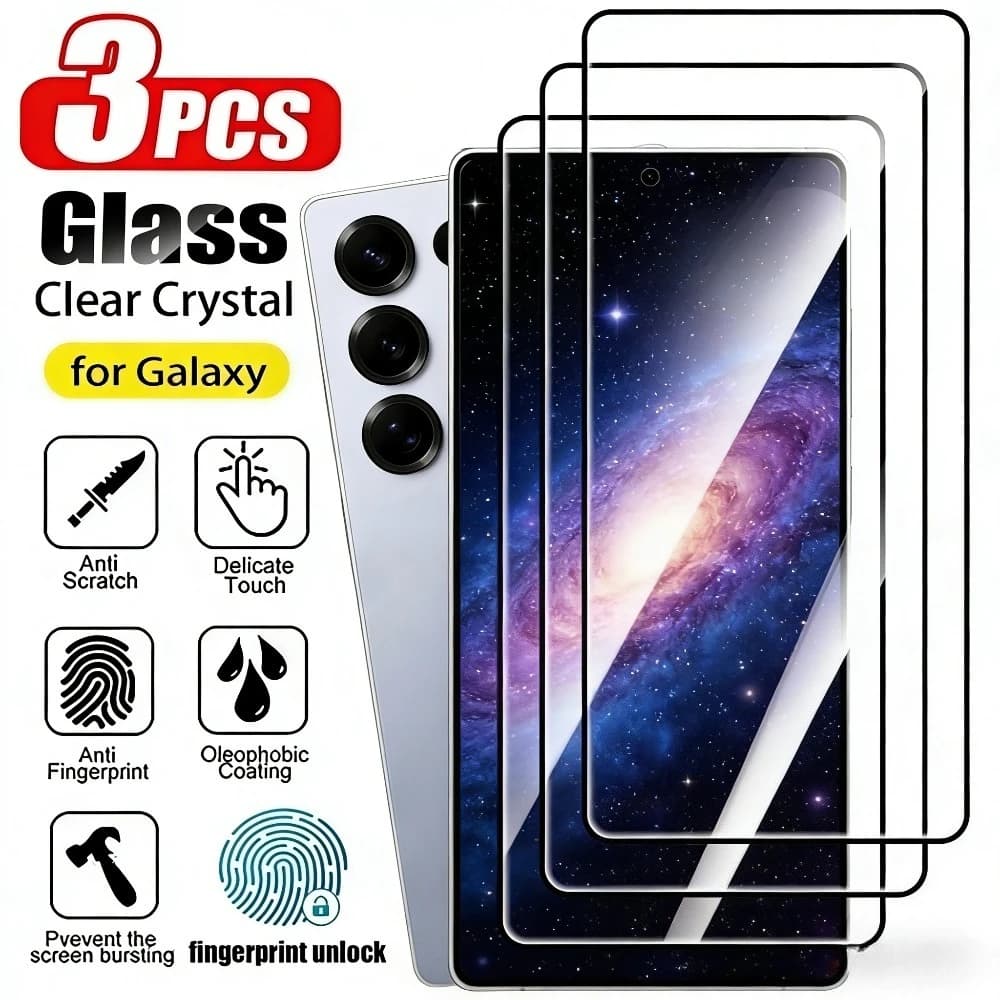 3 Pezzi Protezione Schermo Completa per Samsung Galaxy S26 S25 S24 S23 Ultra S22 S21 Plus S26 S25 Edge Vetro Temperato Anti-Graffio