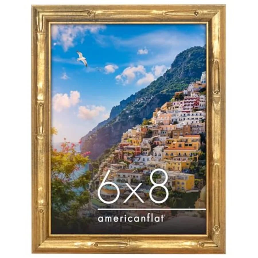 Picture Frame with Bamboo-Style Molding - Bamboo Frame with Shatter-Resistant Glass - Elegant Gallery Style Frames for Tabletop