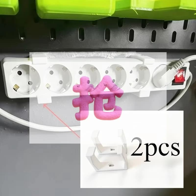 2Pcs 3D Printed Outlet Fixer, White/Black Wall-Mounted Power Strip Holder, Sturdy Cable Manager With