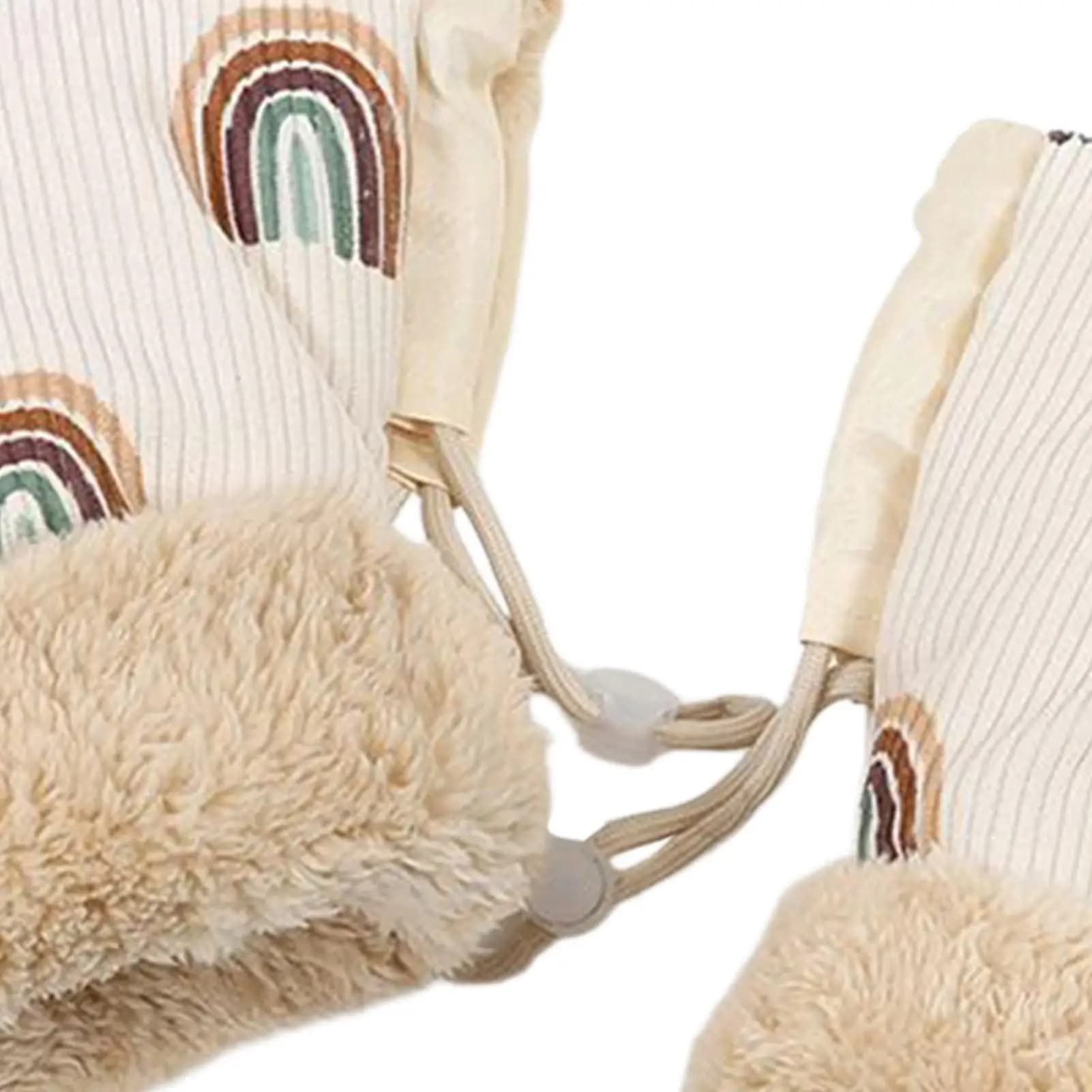 Guanti da passeggino invernali Caldi spessi foderati in peluche Calde antigelo per carrozzina Modello arcobaleno per la stagione fredda invernale