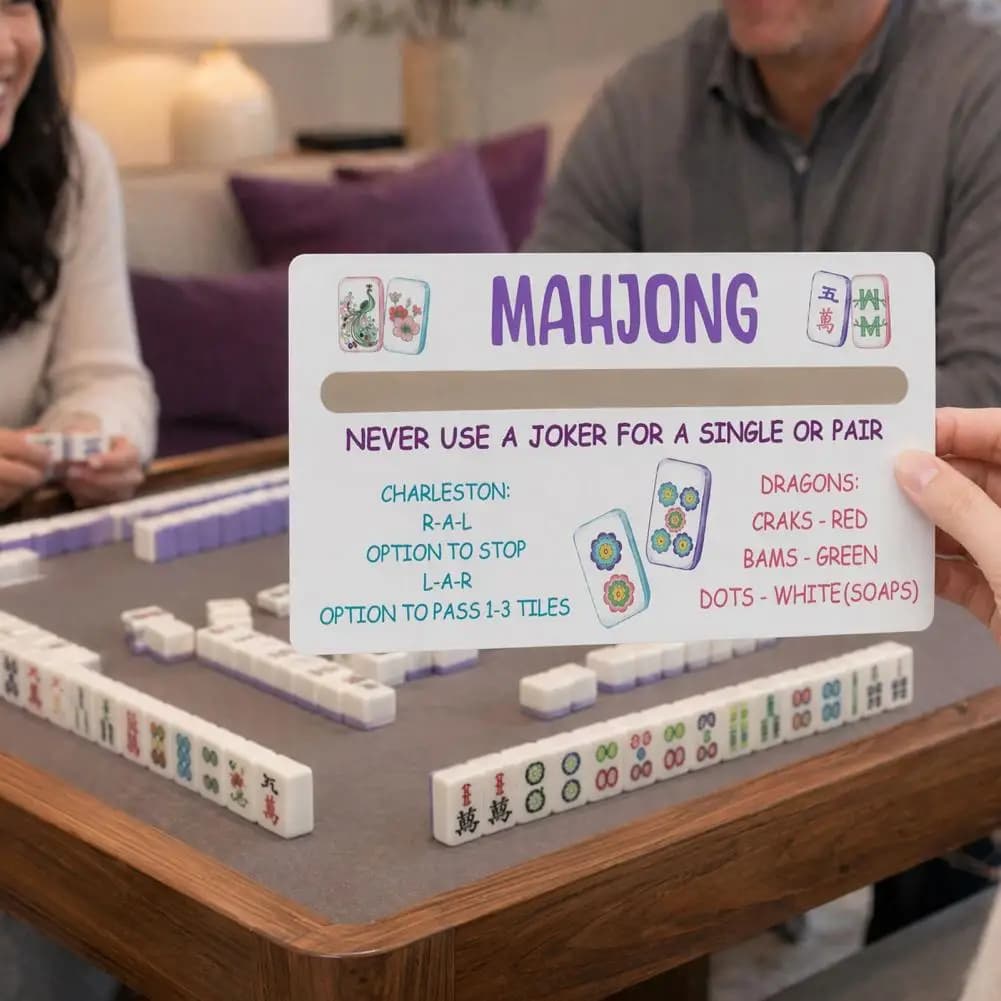 Mahjong Novice Helper 4 Pcs Mahjong Line Reader with Scoring Card Rules Sliding Tile Guide for Nmjl Tile Tracker for Beginners