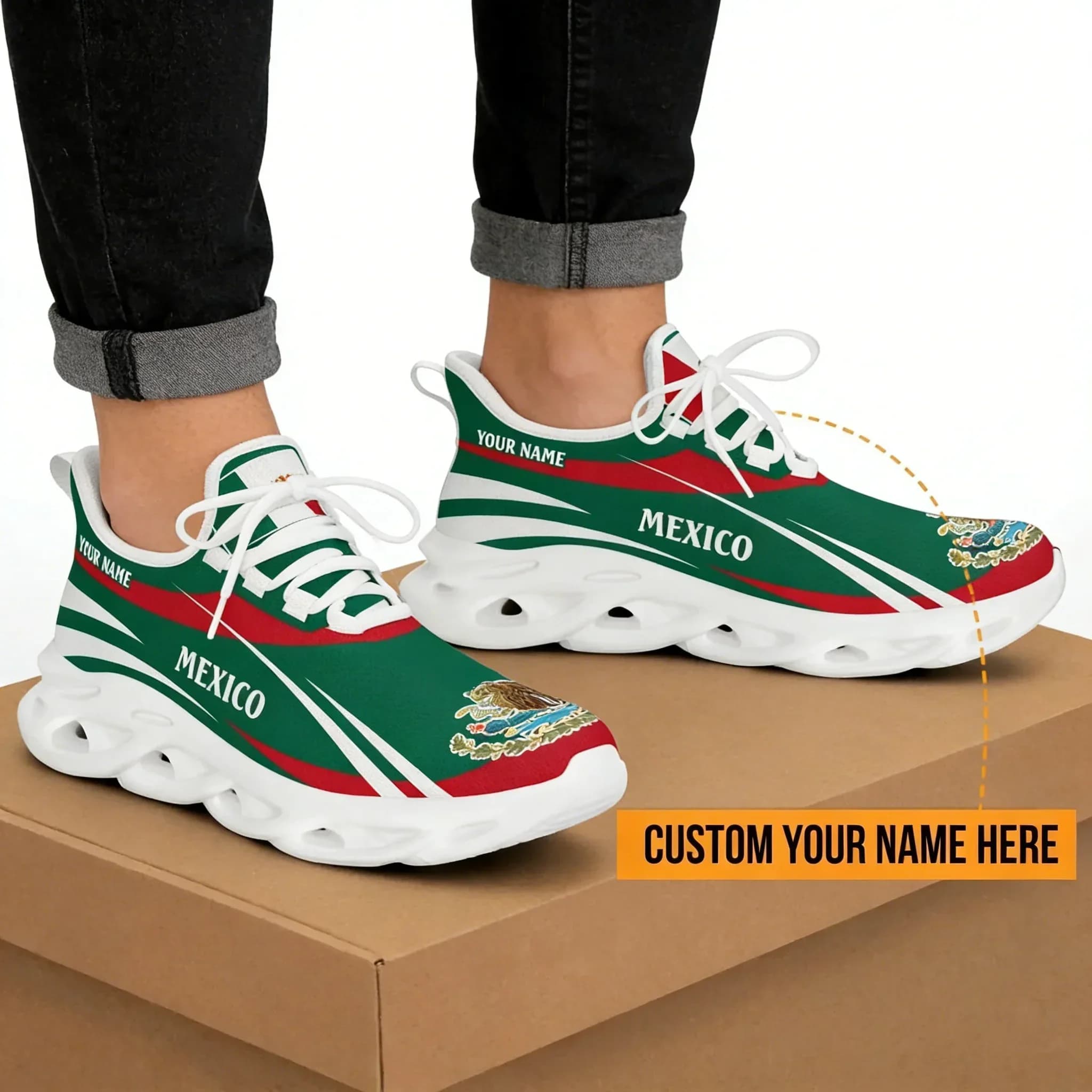 Sneakers da uomo con bandiera messicana - Scarpe da corsa antiscivolo, scarpe da passeggio traspiranti per uomo, scarpe da tennis casual alla moda
