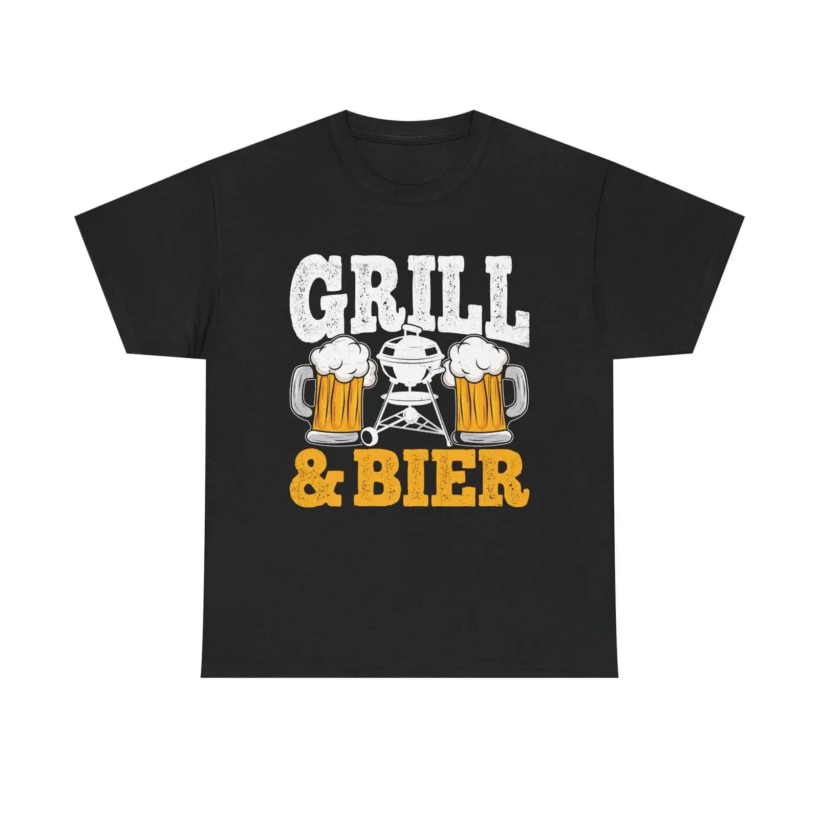 T-shirt Griglia e Birra, Boccale di Birra, BBQ, Divertente, Festa Tedesca, Vintage, Lavato, Abbigliamento Designer, Moda, Leggermente Morbido, Streetwear