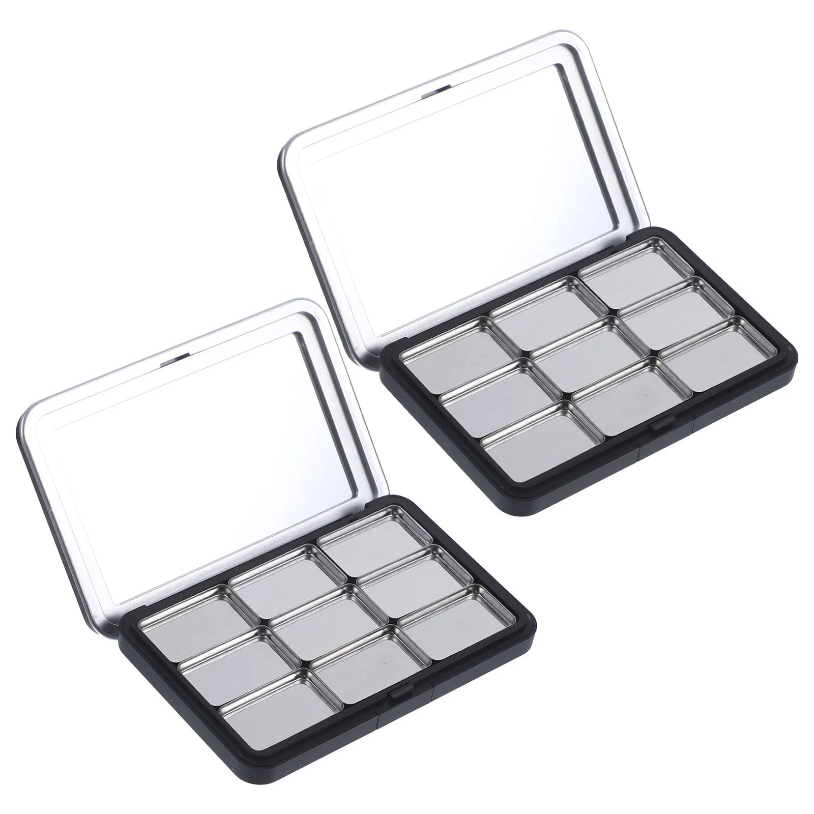 2 set di scatole portaoggetti per ombretti, blush e illuminanti, palette vuote per il trucco, contenitore portatile da viaggio, custodia per ombretti