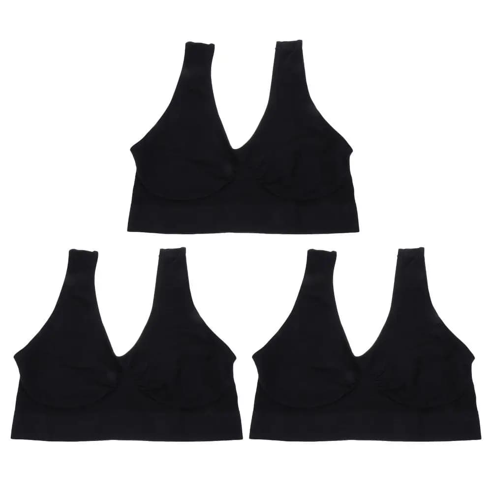 3pcs Yoga Sports Bra Seamless Soft Wirefree Fitness Underwear for Women Black S Comfortable Practical Sports Bras