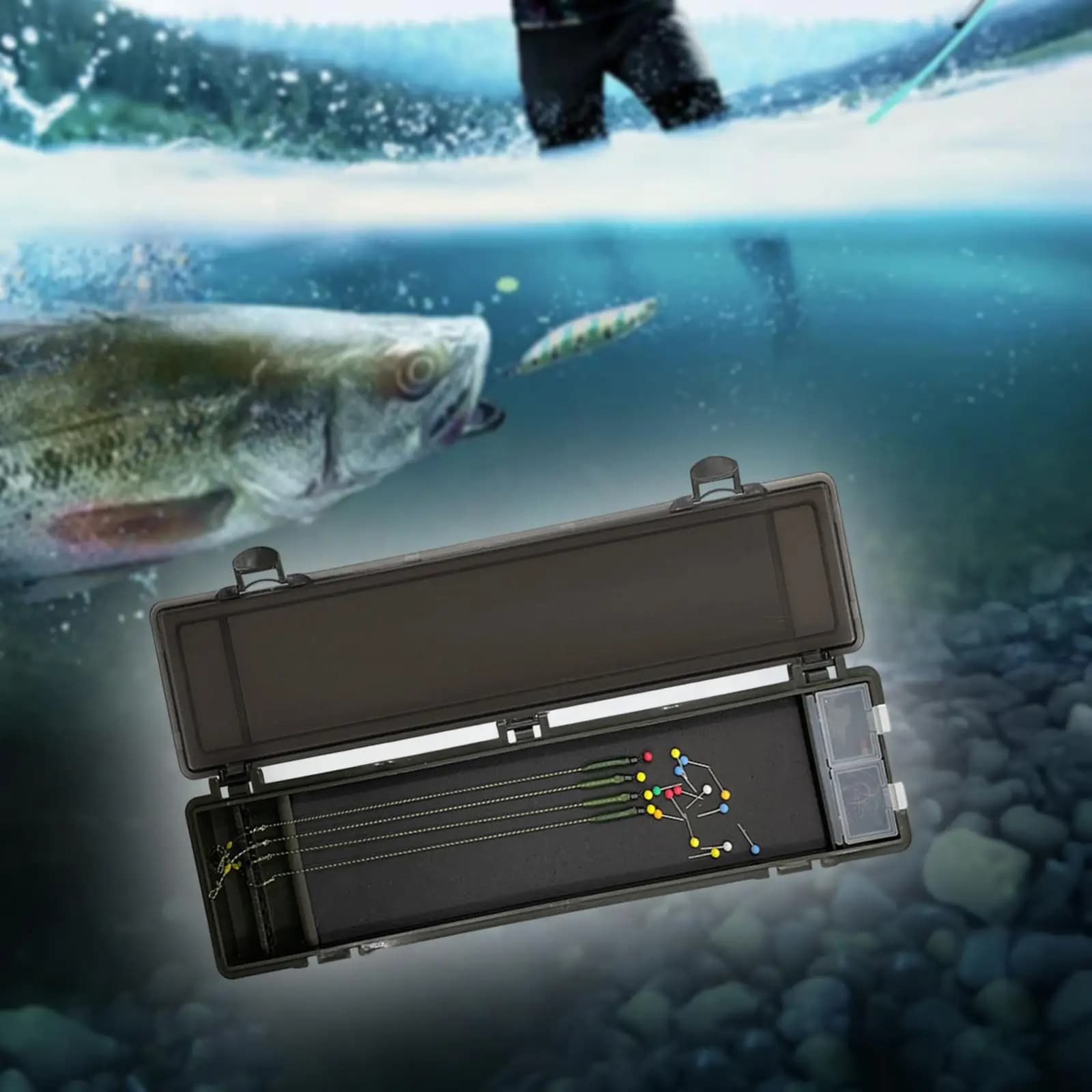 Scatola Organizer a Doppio Strato per Attrezzatura da Pesca, Contenitore Portatile Anti-Groviglio per Accessori da Pesca alla Carpa