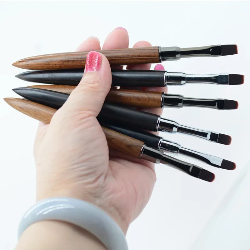 Pennello per Unghie in Acrilico con Manico in Legno Rotondo per Manicure in Polvere e Gel