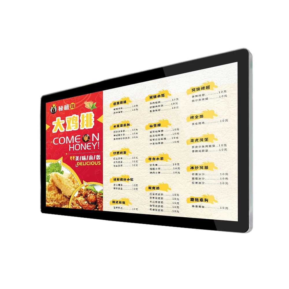 Lo schermo della scheda menu digitale da 55 65 75 pollici per interni supporta il sistema Android di controllo remoto Display pubblicitario touch screen intelligente