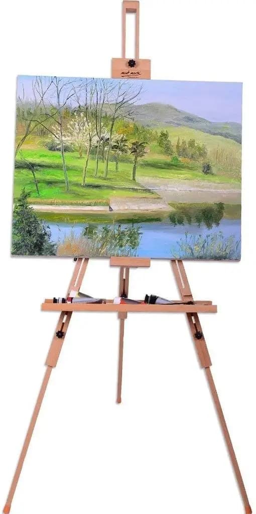 Cavalletto a treppiede classico a forma di A, in legno massello di faggio, per tele fino a 52 pollici