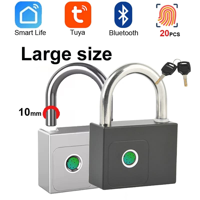 P70 Tuya Smart Lucchetto Bluetooth Blocco impronte digitali Cancello del magazzino Chiave di backup di sicurezza di grandi dimensioni pesante Sblocca APP SmartLife Type-C