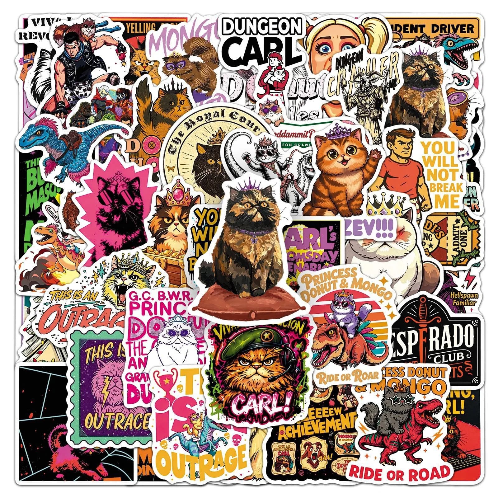 10/200PCS Cartoon Dungeon Crawler Carl Graffiti Sticker Suitcase Water Cup Stationery Notebook Refrigerator Decoration DIY Decal