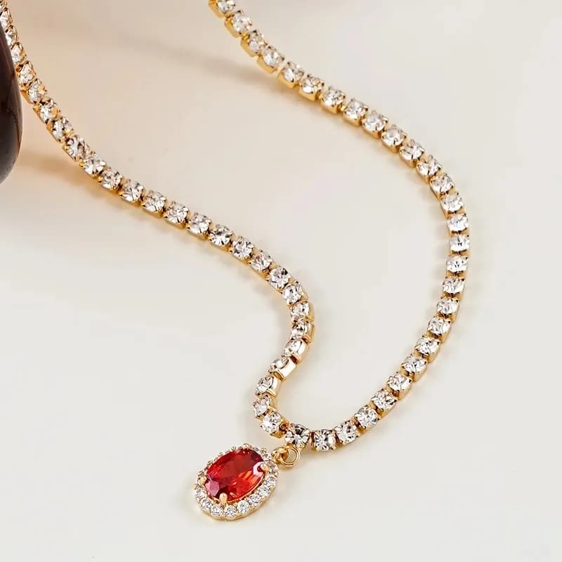 1 squisita collana con zirconi sintetici a forma di goccia d'acqua verde, accessori moda da donna in oro, regalo