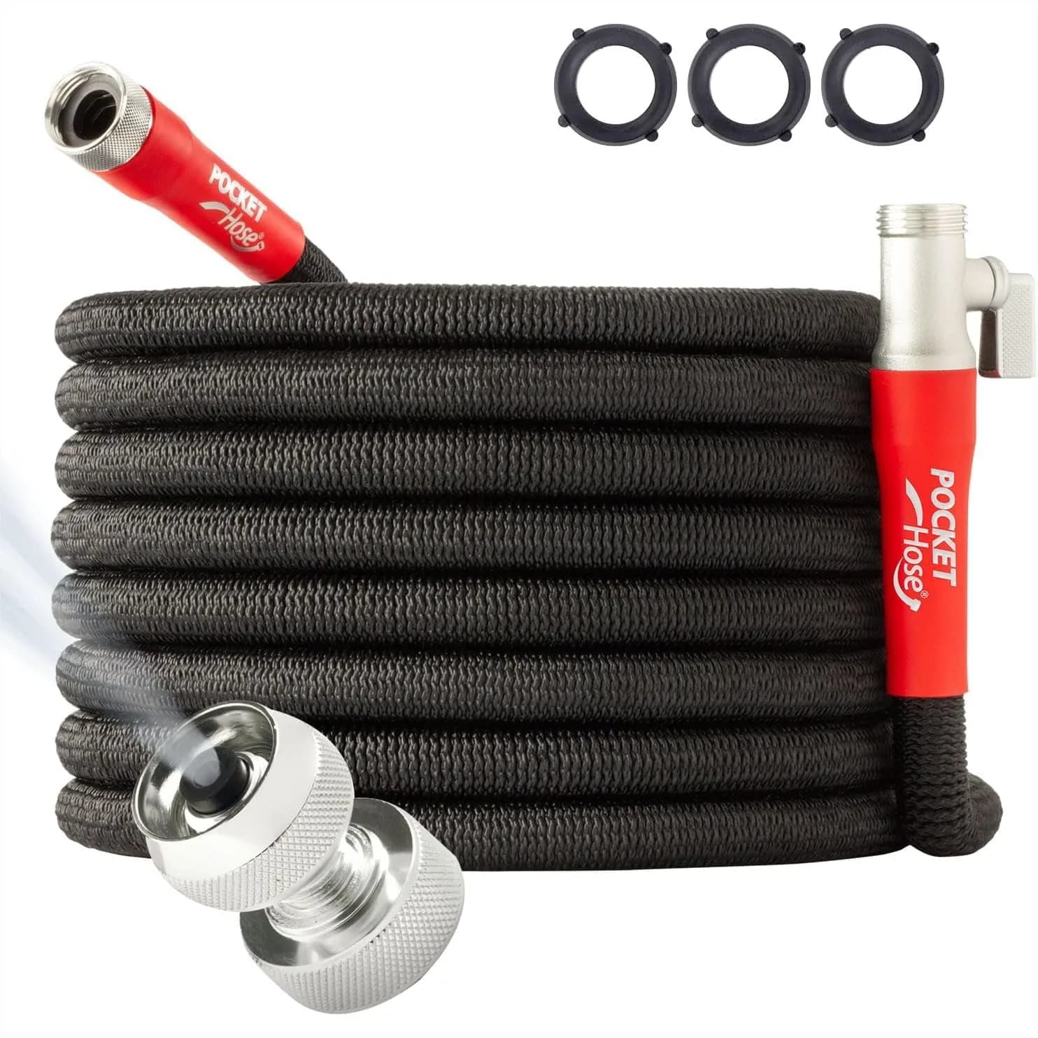 Expandable Garden Hose 100 ft with Turbo Shot Nozzle, Lightweight and Kink-Free, Easy On/Off Valve for Watering