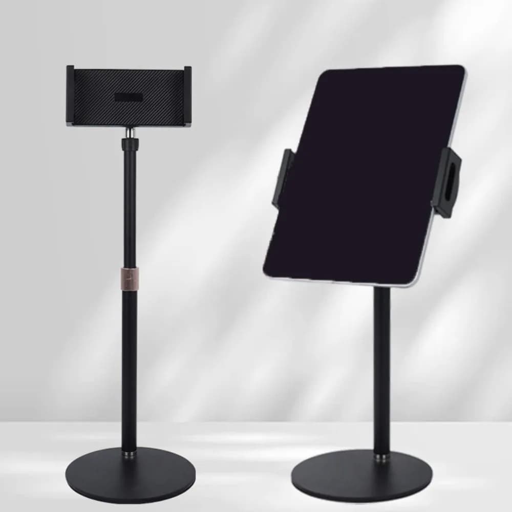 Supporto per tablet verticale regolabile in altezza, base a disco, supporto per monitor portatile antiscivolo, supporto per telefono cellulare girevole stabile, per ufficio
