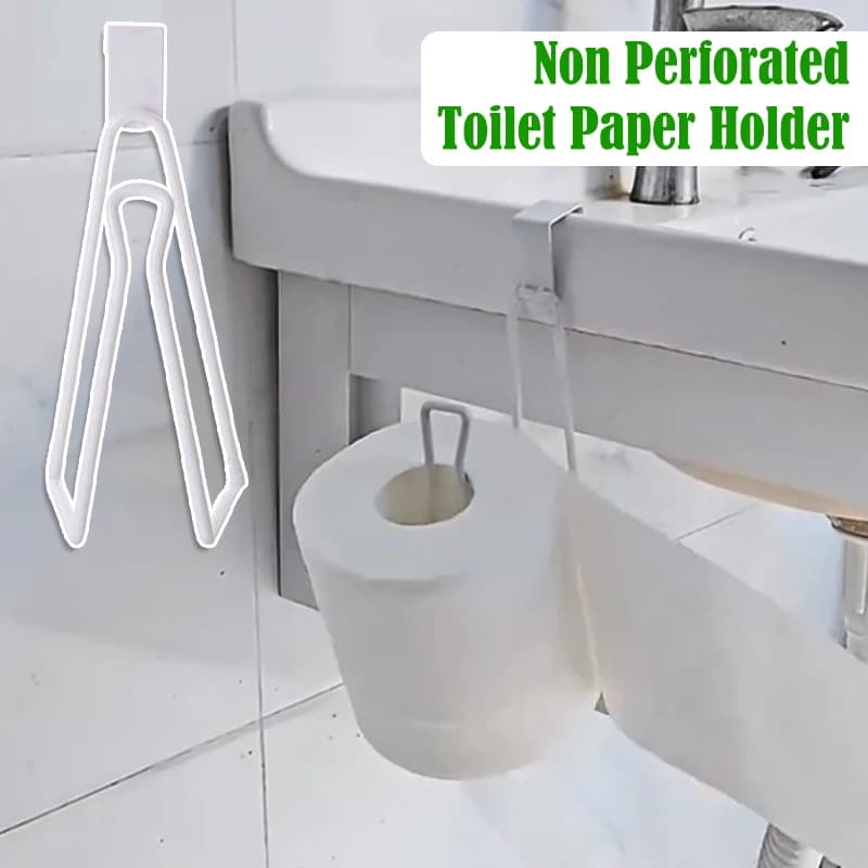 Portarotolo per Carta Igienica Senza Foratura, Dispenser da Parete per Bagno, Organizzatore per Cucina