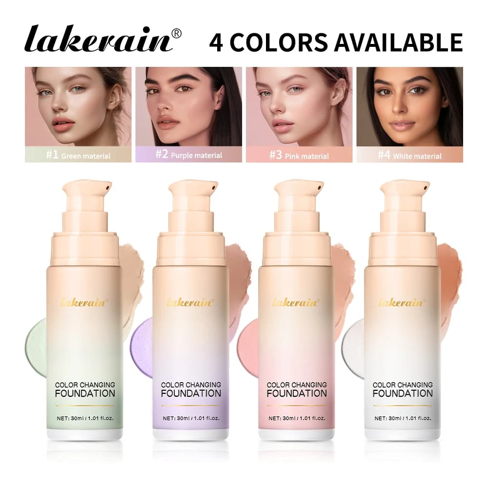 Lakerain 30ml Fondotinta che cambia colore Idratante a lunga durata Anche il tono della pelle Copertura liquida Base leggera Trucco naturale