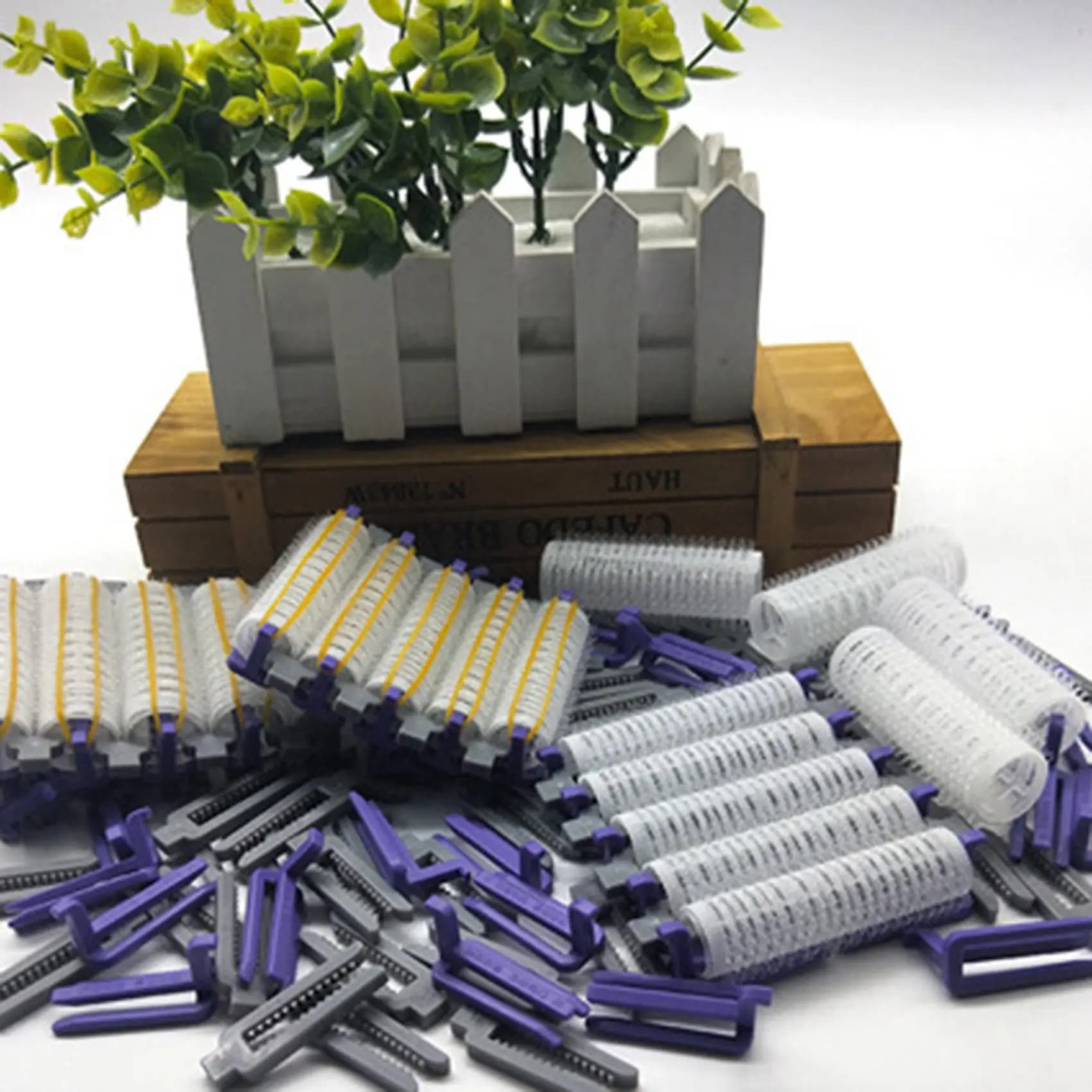 Big Size 48Pcs/Set Salon Nylon Hook & Loop Hair Rollers Set Hair Root Perm Rods Bars Curlers With Clips & Rubber Bands