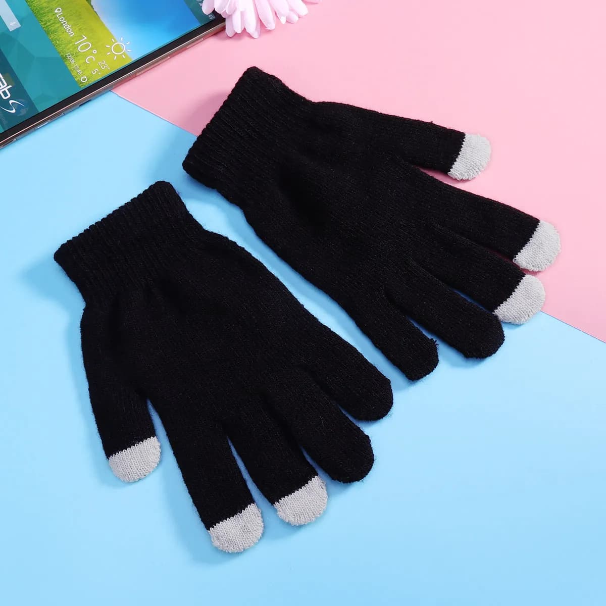 Winter Touch Screen Gloves Unisex Warm Acrylic Knit for Smartphones Tablets Texting Hiking Climbing Birthday Christmas Gift