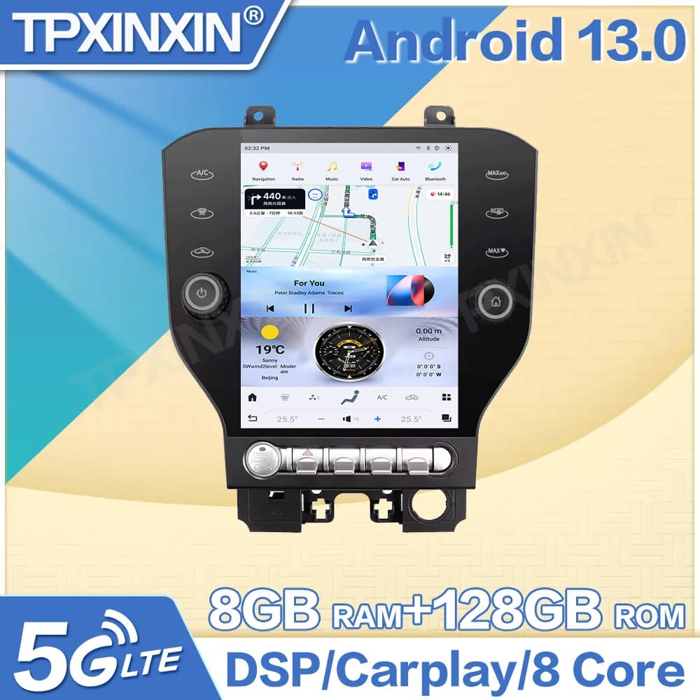 Auto Android 13 Carplay Navi For Ford Mustang 2015 2016-2020 Car Radio Multimedia Player 10.5 Inch Touch Screen Stereo Head Unit
