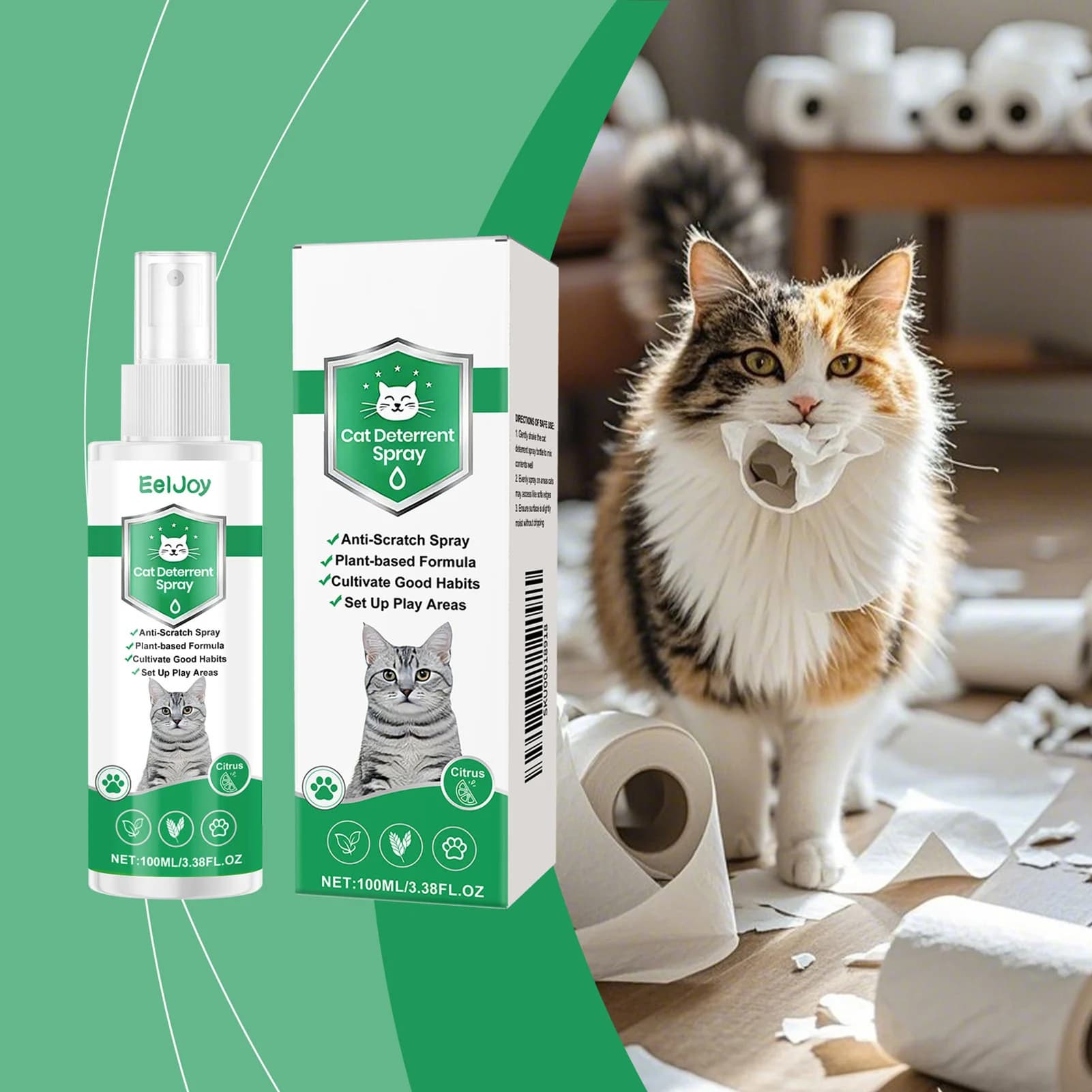 Spray Deterrente per Gatti e Cani 100ml, Spray Amaro per Addestramento, Dissuade da Masticare e Graffiare, Sicuro per Interni