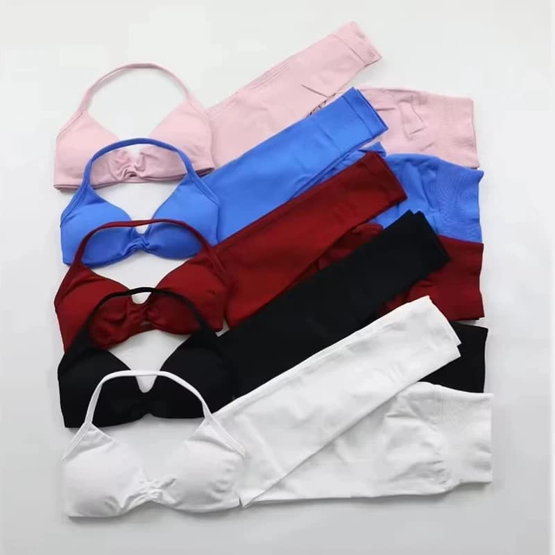 Women's 2 Piece Yoga Set High Quality Seamless Leggings And Strappy Bra Workout Gym Fitness Sportswear Resistance Training