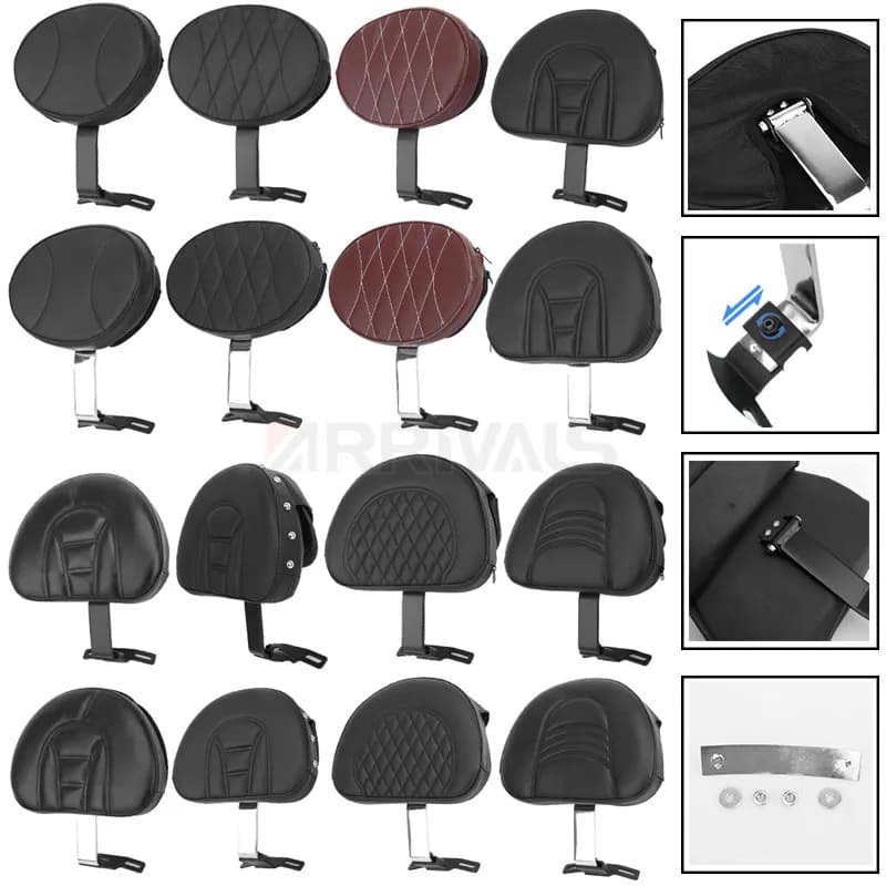 Nero cromato moto Sissy Bar portapacchi schienale Pad adatto per Harley Fatboy Heritage Softail 2007-2017