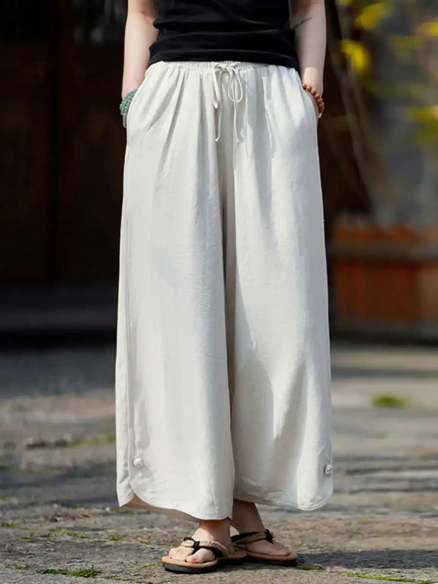 New Men's Linen Wide Leg Pants Loose Comfortable Casual Short Shorts Cotton Linen Blend Drapey Style Everyday Wear
