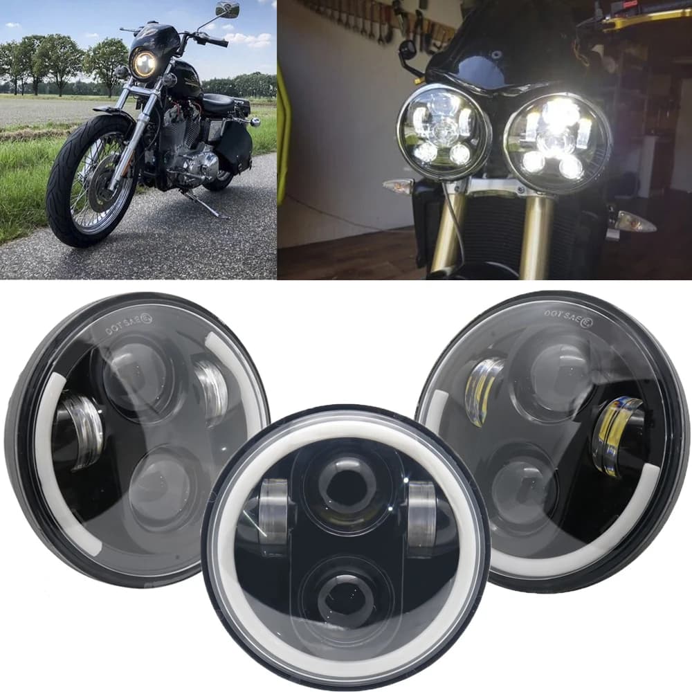 Universale 5.75 Pollici Led 12V Faro Del Motociclo DRL 5 3/4 Faro Per Harley Sportster Roadster Glide Dyna Per Yamaha Honda