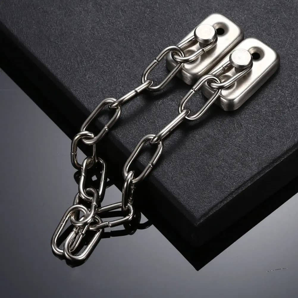 2 Pezzi Catene di Sicurezza per Finestre Argento, Blocco Finestra Resistente per Porte Patio e Finestre Scorrevoli, Antifurto Antiruggine