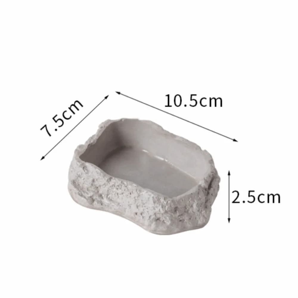Simulated Rock Reptile Food Bowl Multiple Size Anti-slip Base Lizard Food Dish Habitat Decor Tortoise Water Bowl Pet Supplies