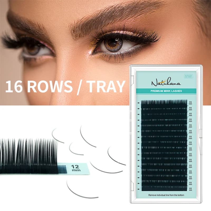 NATUHANA 16 lines 8 ~ 15mm 100% handmade eyelash extension Natural soft fake eyelashes Supplies for wholesale