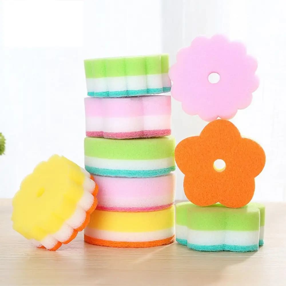 Spugna a forma di fiore per lavare i piatti, spazzola per lavare i piatti, strumenti per la pulizia del bagno, gomma da cucina