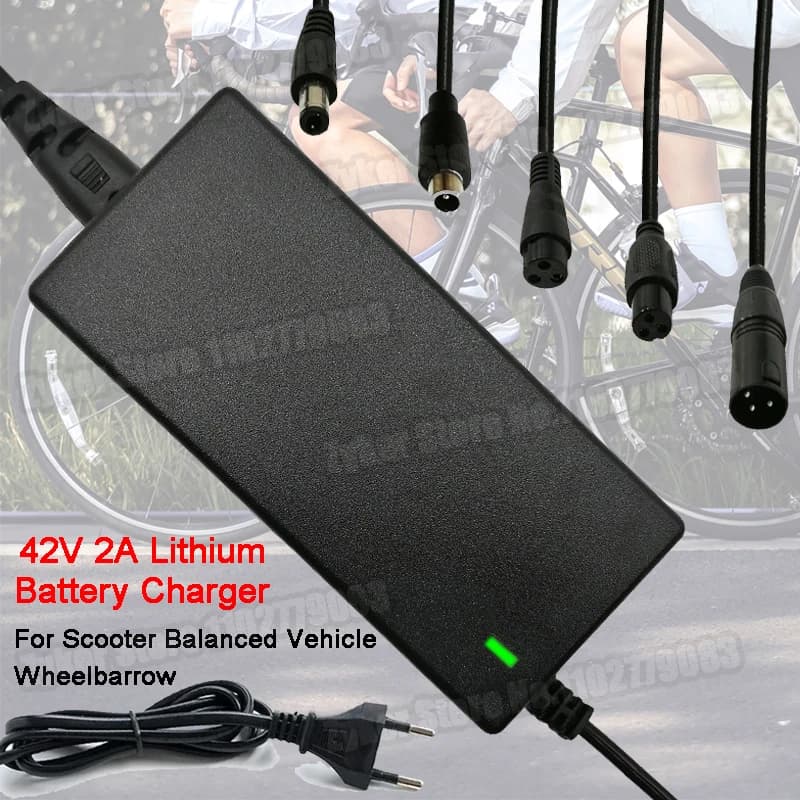 Caricabatteria al litio 42V 2A 42V 2A Adattatore di alimentazione CC a 5 spine AC100-240V Adattatore batteria con spina US/EU per scooter Veicolo bilanciato