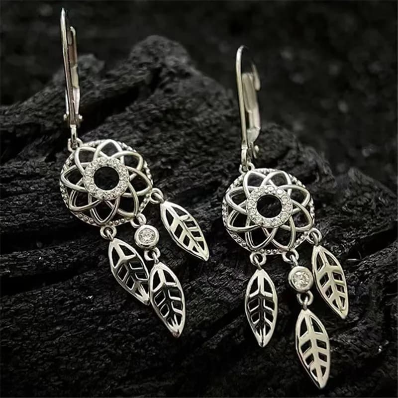 Trendy Tassel Long Chain Crystal Dreamcatcher Hoop Earrings For Women Girls Wedding Party Earrings Women's Daily Jewelry e1991