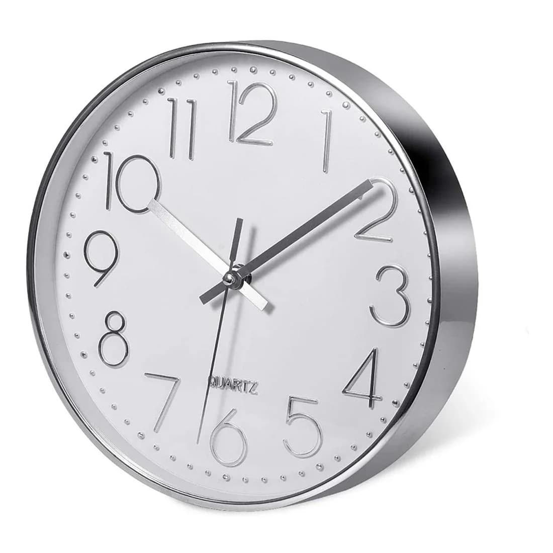 Orologio da parete in argento premium, decorazione da parete, orologio da parete moderno e silenzioso per la cucina dell'home office (30 cm, argento)