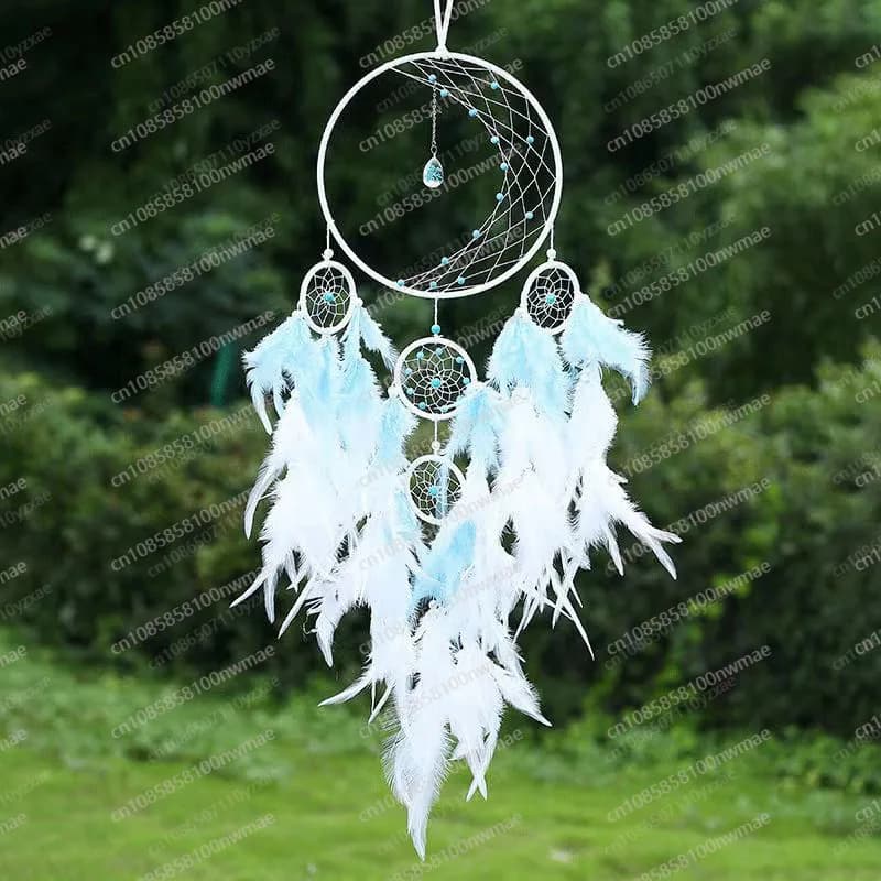 Five Rings Ins Mori Feathers Dream Catcher Bedroom Bedside Wall wall Hanging Wind Chime Pendant dream catcher Home Decoration