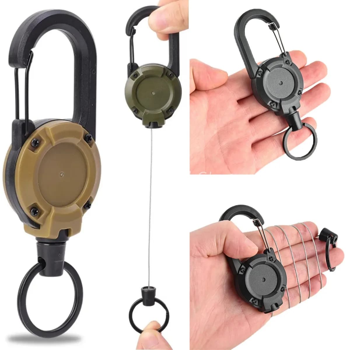 Retractable Keychain for heavy duty reel clip with steel wire anti-theft elastic keychain with easy to pull buckle for camping