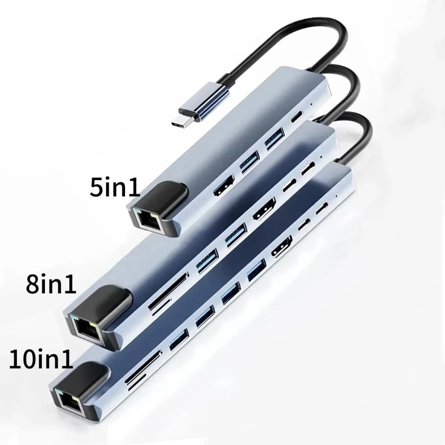 Thunderbolt3/4 USB C Docking a 4K @ 30Hz Display HD RJ45 Adattatore Ethernet 100Mbps Splitter USB multiporta Ricarica PD per laptop