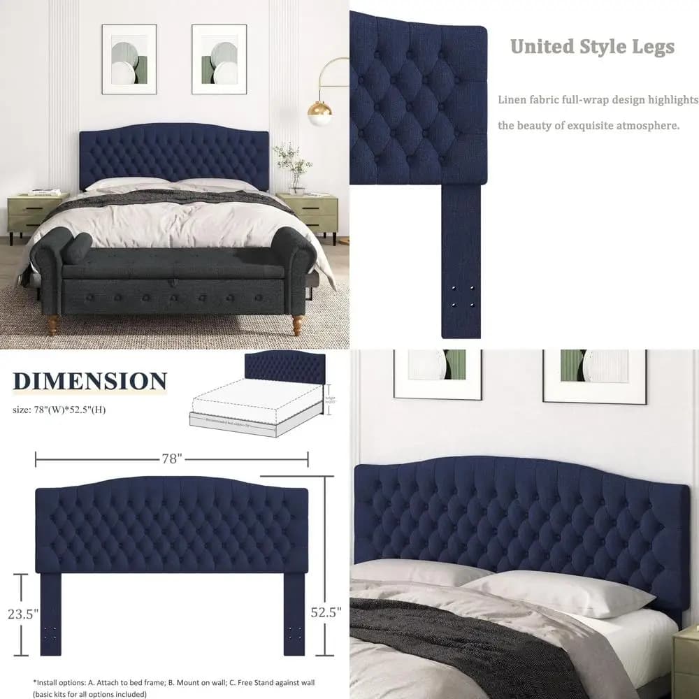 Solo base letto King, base imbottita o base letto regolabile con struttura in tessuto, base a parete Cal King Size con gambe in legno massello, Na