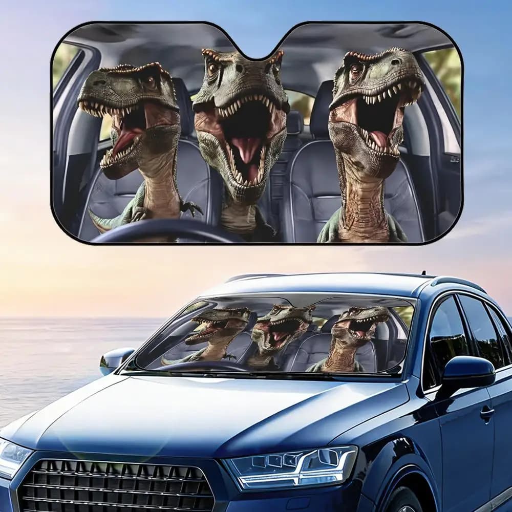 Parasole Divertente a Forma di Dinosauro per Auto, Riutilizzabile in Alluminio, Protezione UV, Isolamento Termico, Copertura per Parabrezza