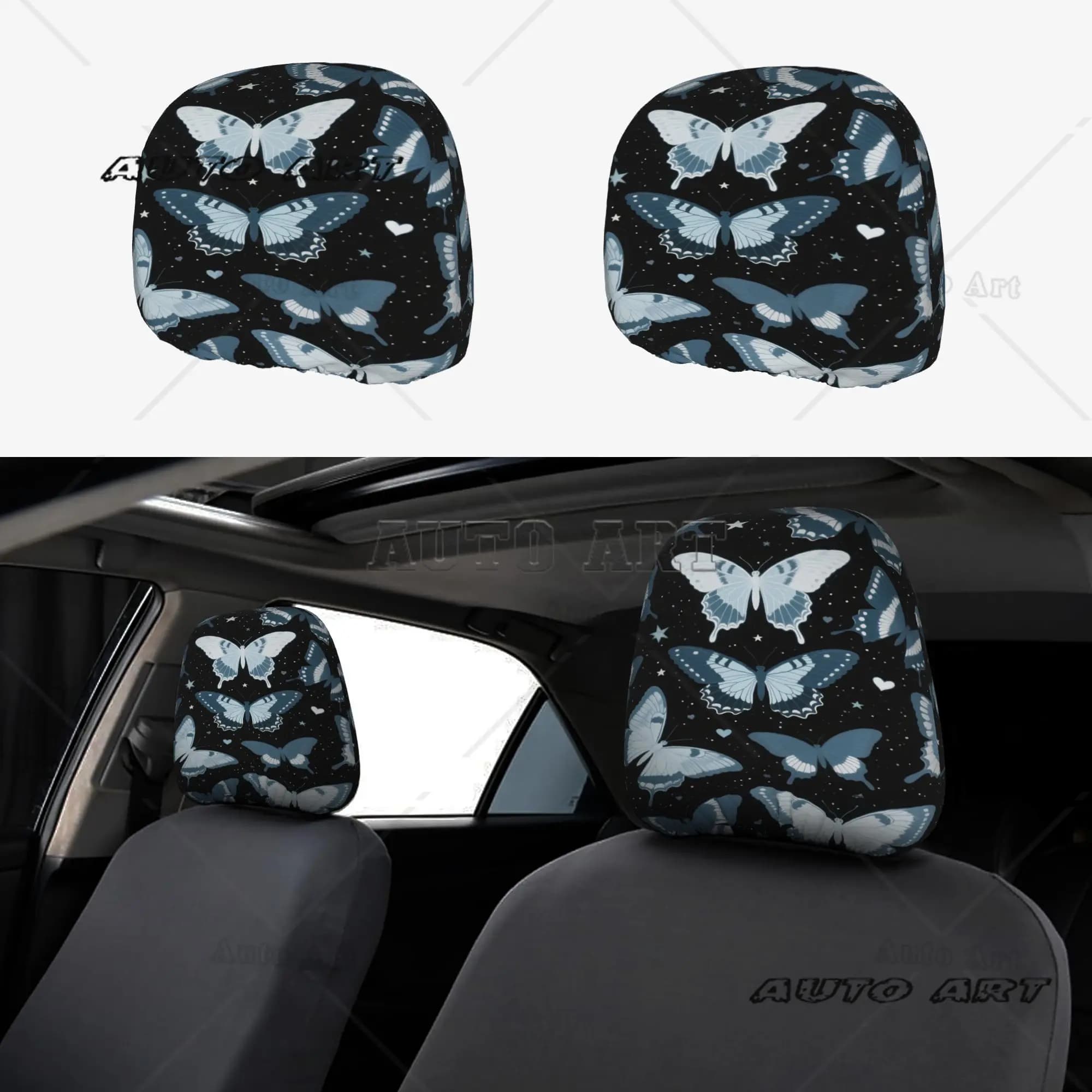2 pieces of night butterflies for car headrest for seats accessories Universal protection for car headrest for most cars and trucks