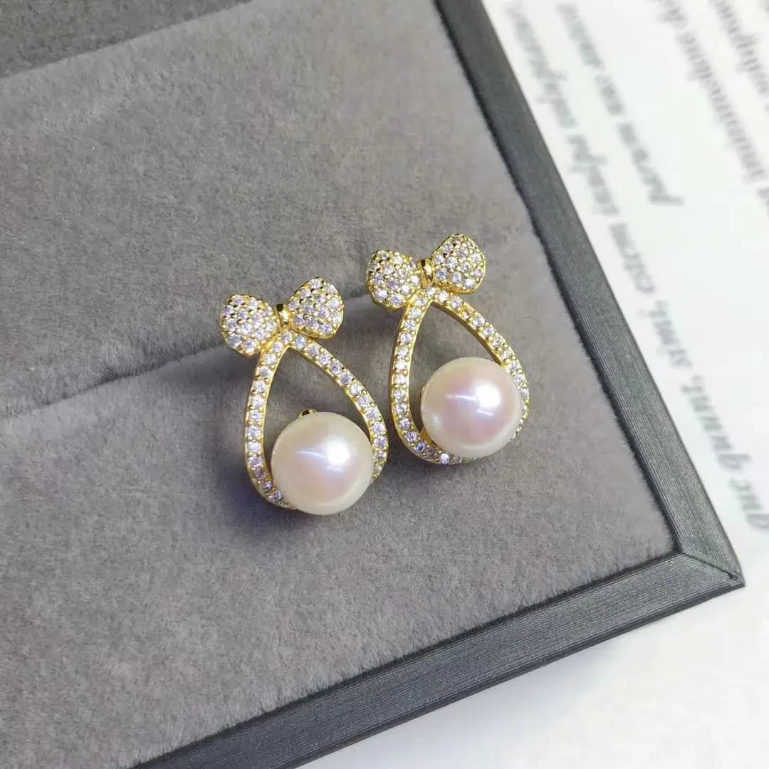 Wholesale S925 Sterling Silver Earrings Mounting Results Base Settings Mounting Parts 7-8 mm pearl accessory 5 pairs/lot