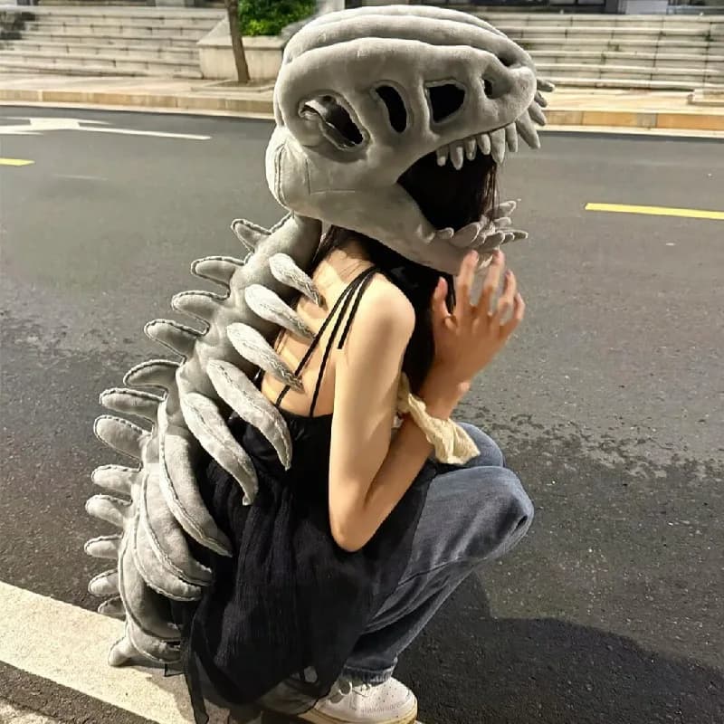 Dinosauro scheletro copricapo peluche cappello abbinato vestito bambola ossea vestito operato per bambini regalo di compleanno